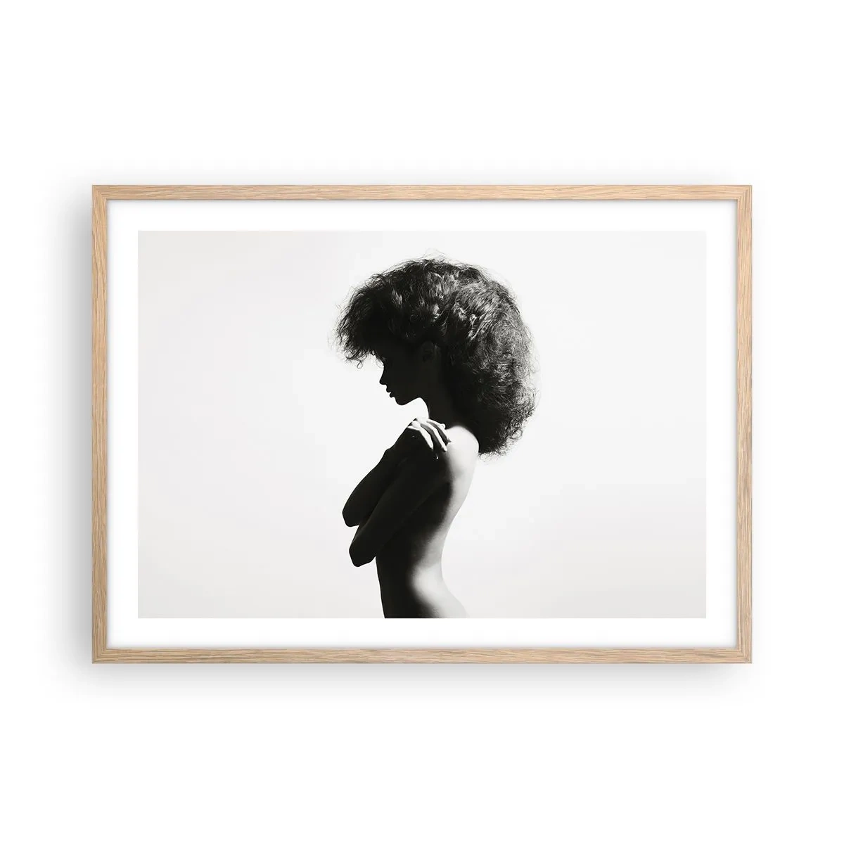 Poster în ramă de stejar deschis - Ca o floare pe o tulpină subțire - 70x50 cm