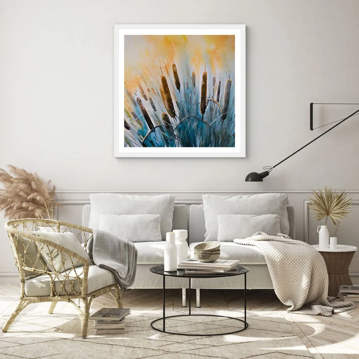 Poster în ramă albă - Răcoarea apei, căldura soarelui - 30x30 cm