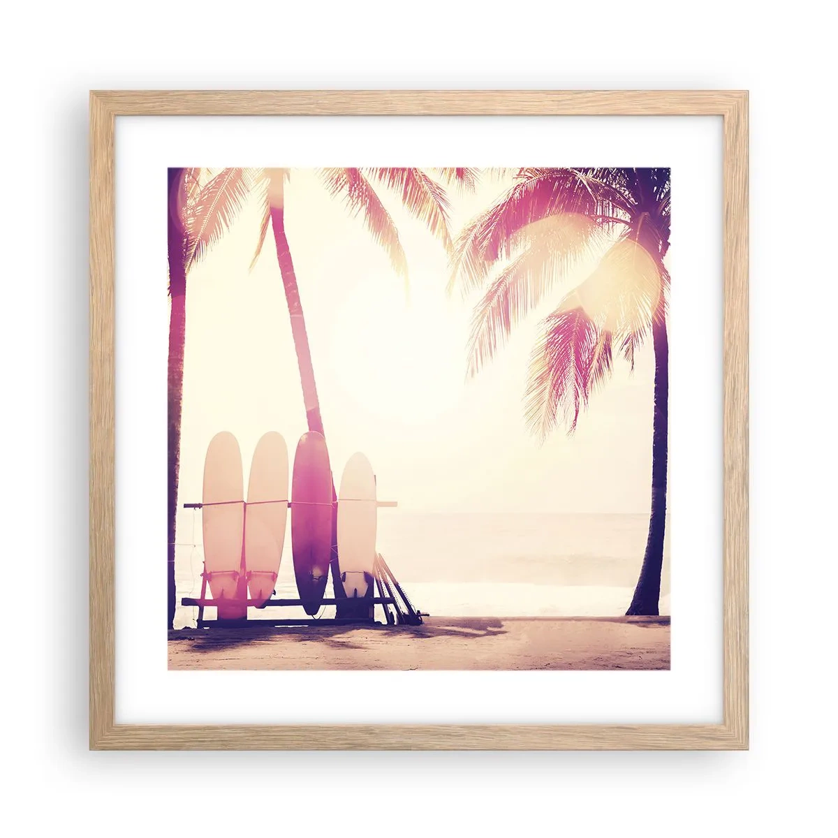 Poster în ramă de stejar deschis - Va fi o zi minunată - 40x40 cm