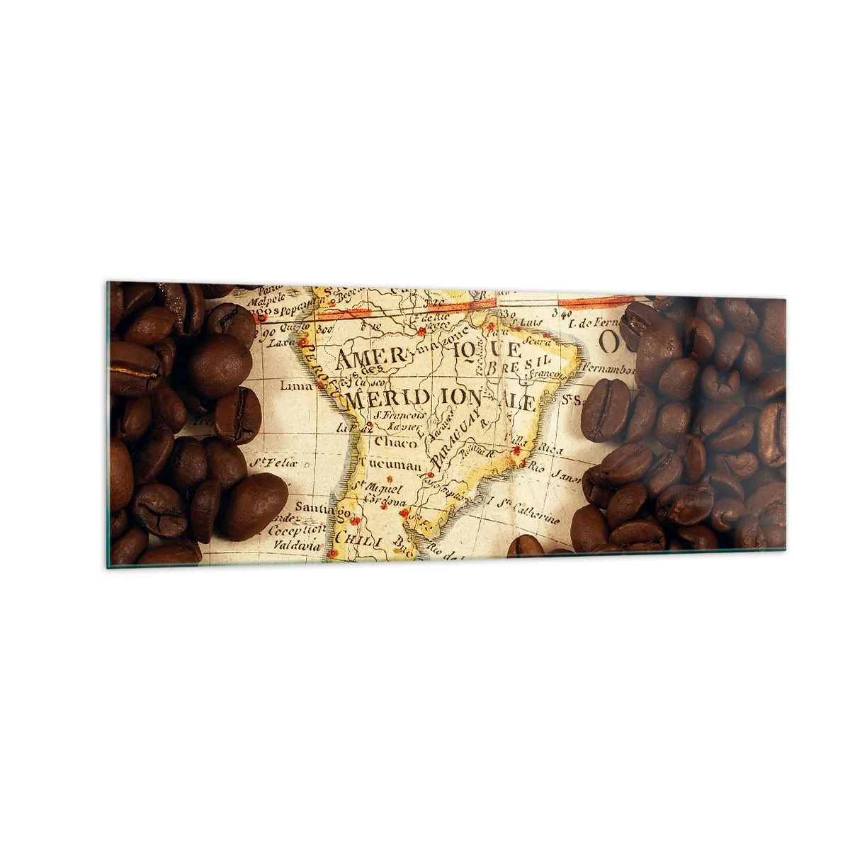 Tablou pe sticlă - De unde provine cea mai bună cafea? - 140x50 cm