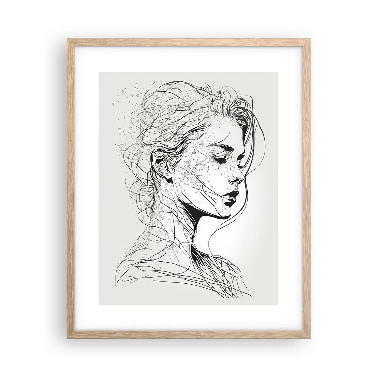 Poster în ramă de stejar deschis - Desenată cu linii - 40x50 cm