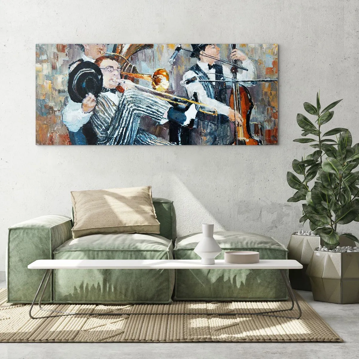 Tablou pe sticlă - Numai jazz - 90x30 cm