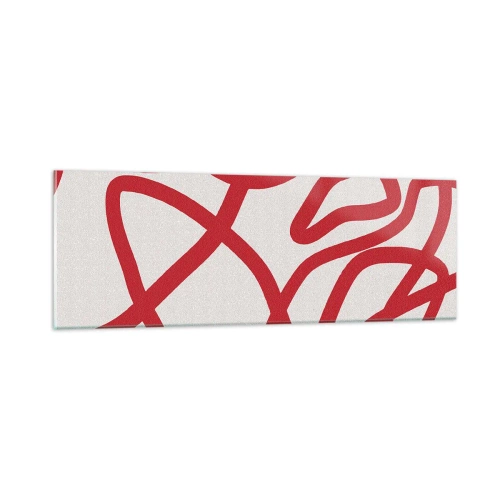 Tablou pe sticlă - Roșu pe alb - 90x30 cm