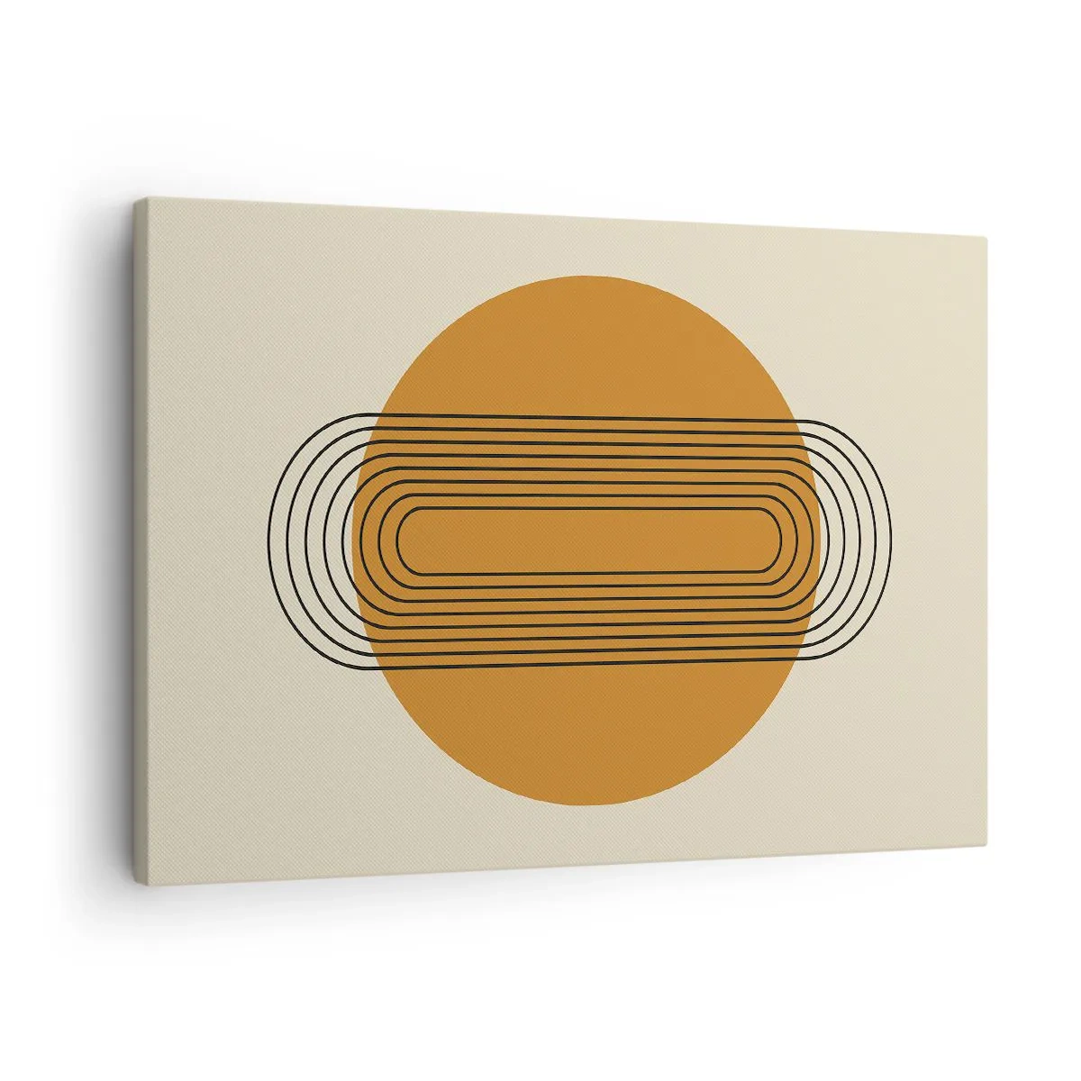 Tablou pe pânză Canvas - Model geometric cu cercuri și linii portocalii - 70x50cm - Planul perfect - Decorațiune modernă pentru perete pentru living și dormitor ARTTOR