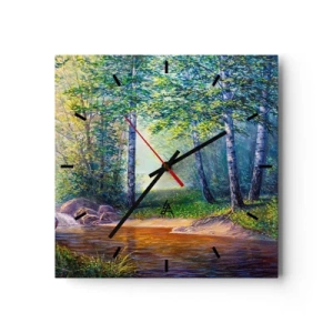 Ceas de perete - Ceas pe sticlă - Cadru idilic - 30x30 cm