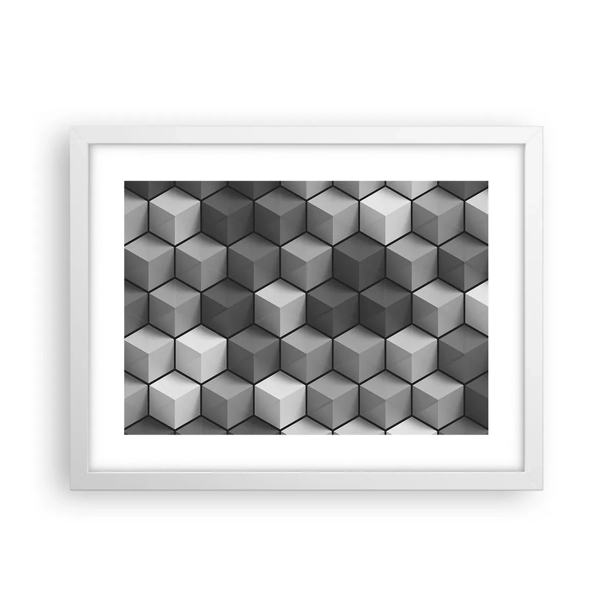 Poster în ramă albă - Puzzle cubist - 40x30 cm
