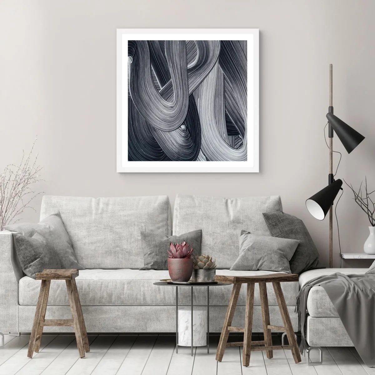 Poster în ramă albă - Fluiditatea realității - 30x30 cm