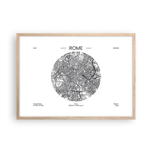 Poster în ramă de stejar deschis - Anatomia Romei - 70x50 cm