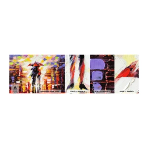 Mostră tapet autocolant Deluxe Sticker - Împreună prin noapte și ploaie - Abstracția, Cuplu îndrăgostit, Plimbare in ploaie - 100x30 cm