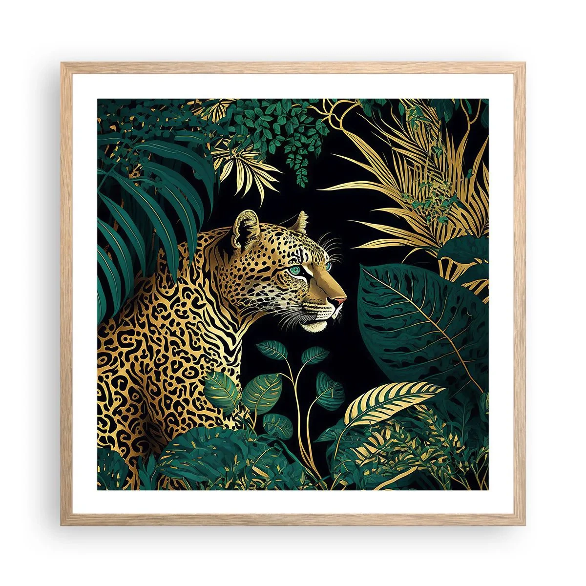 Poster în ramă de stejar deschis - Domnitorul junglei - 60x60 cm