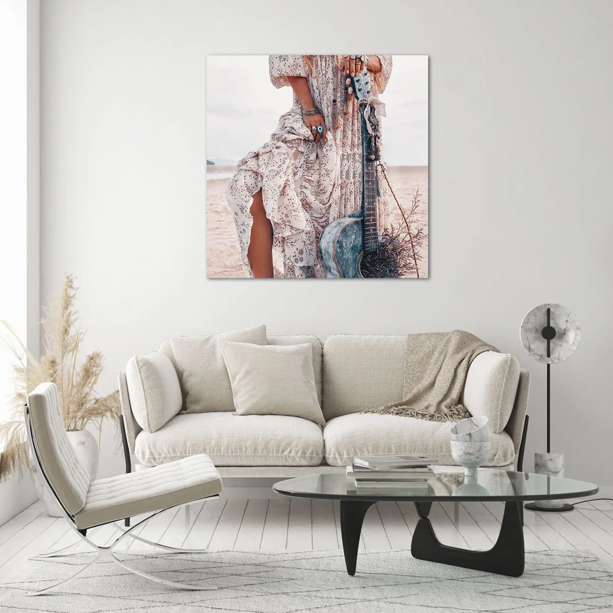 Tablou pe sticlă - Hippie pe drum - 40x40 cm