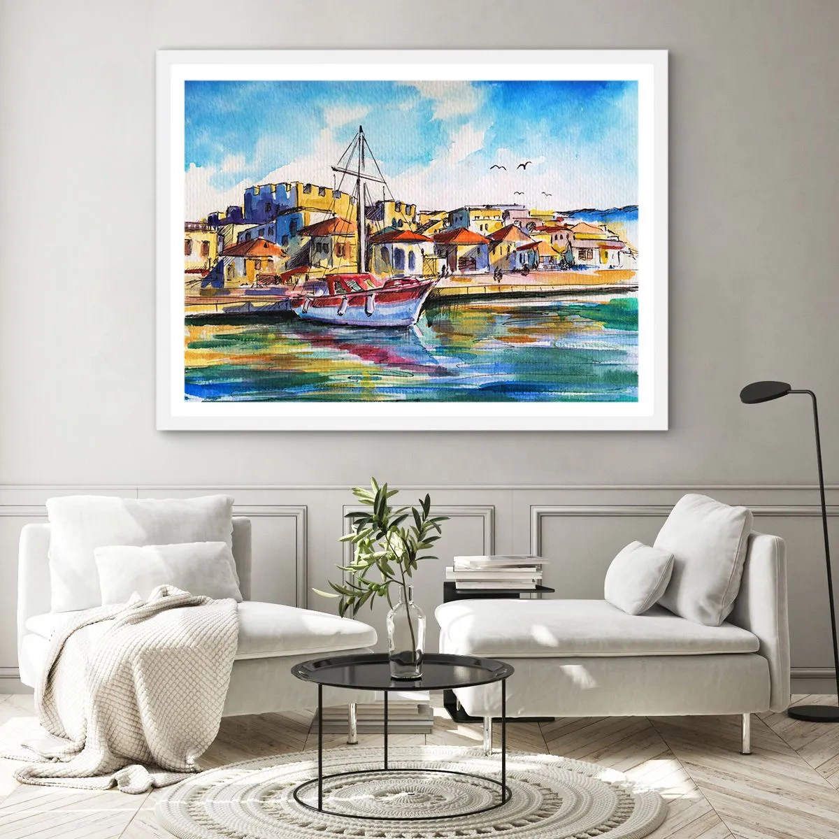 Poster în ramă albă - Curcubeu după-amiază - 100x70 cm