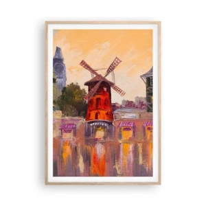 Poster în ramă de stejar deschis - Icoane pariziene - Moulin Rouge - 70x100 cm