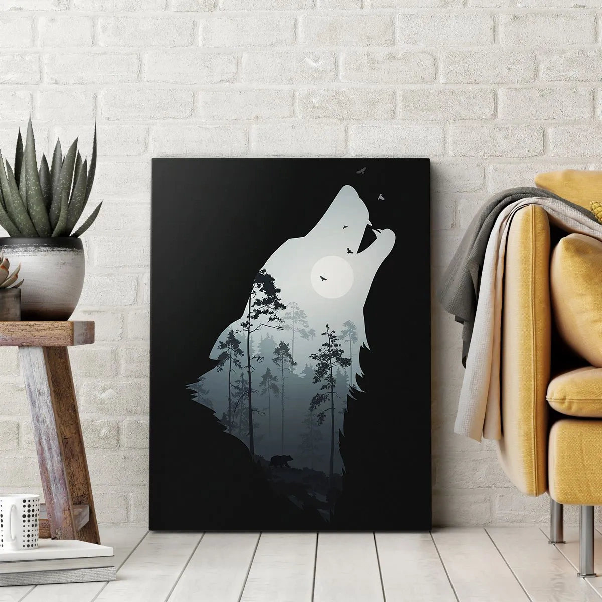 Tablou pe pânză - O voce în pădure de noapte - 55x100 cm