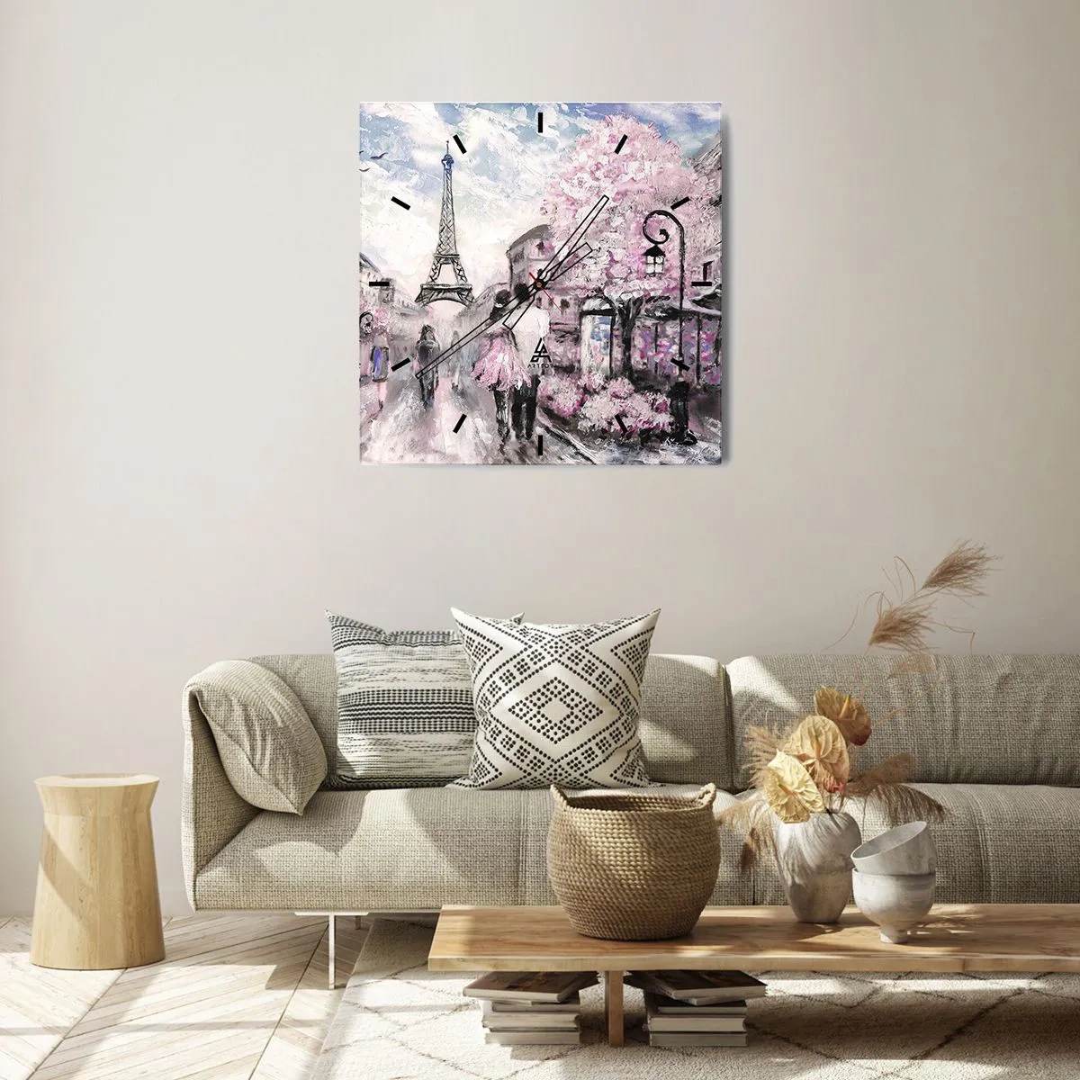 Ceas de perete - Ceas pe sticlă - Dacă ar fi să te îndrăgostești, atunci doar de... - 40x40 cm