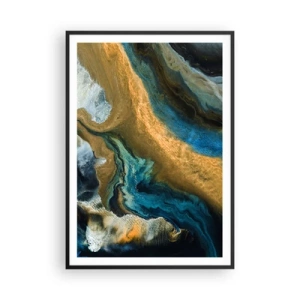 Poster în ramă neagră - Albastru - galben - influență reciprocă - 70x100 cm