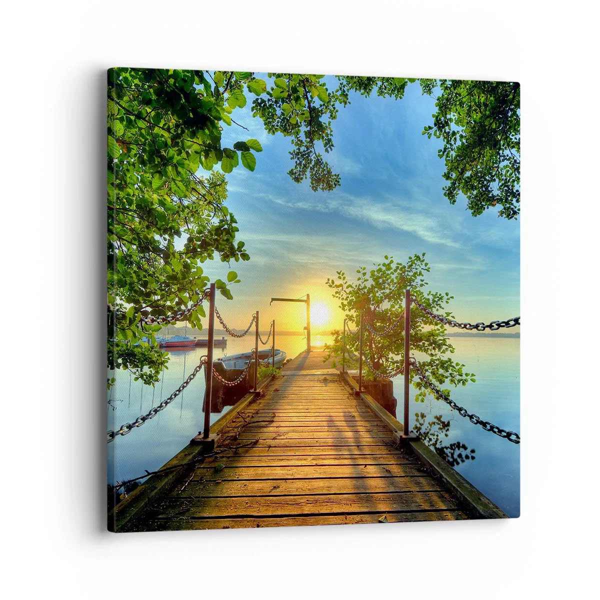 Tablou pe pânză - Apusul la malul apei - 40x40 cm