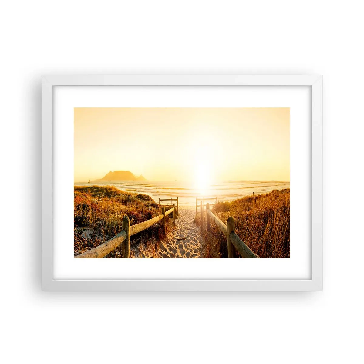 Poster în ramă albă - Prin dune spre soare - 40x30 cm