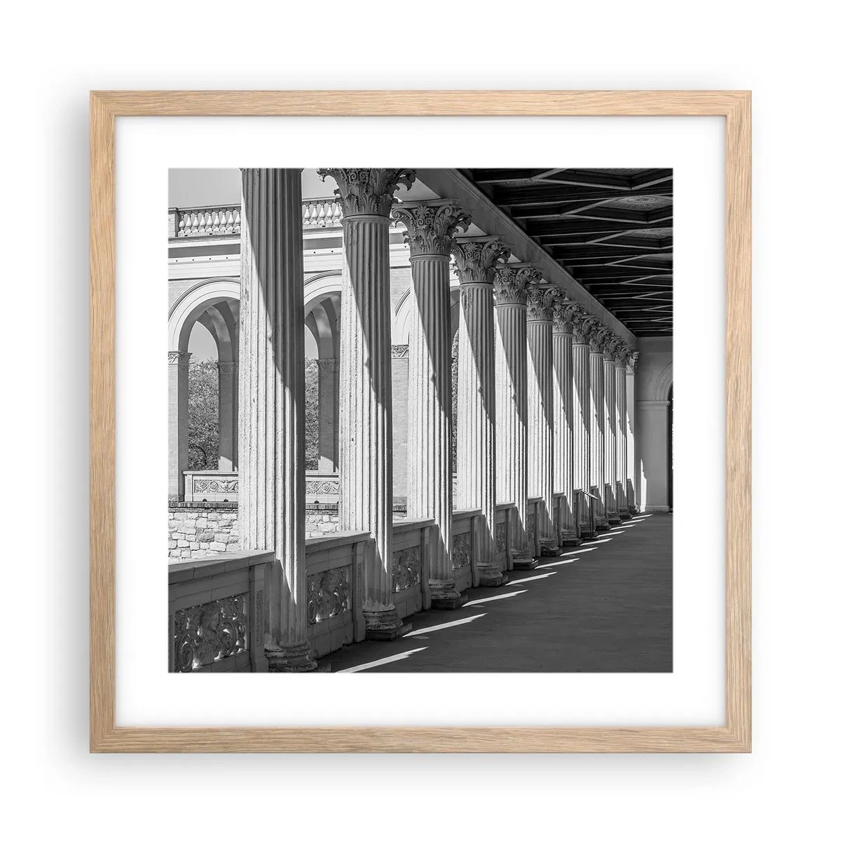 Poster în ramă de stejar deschis - Arcadă însorită - 40x40 cm