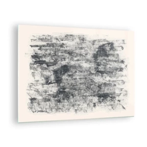 Tablou pe sticlă - Abstracție alb-negru cu efect de estompare - 70x50cm - Compoziție cețoasă - Decorațiune modernă pentru perete pentru living și dormitor ARTTOR
