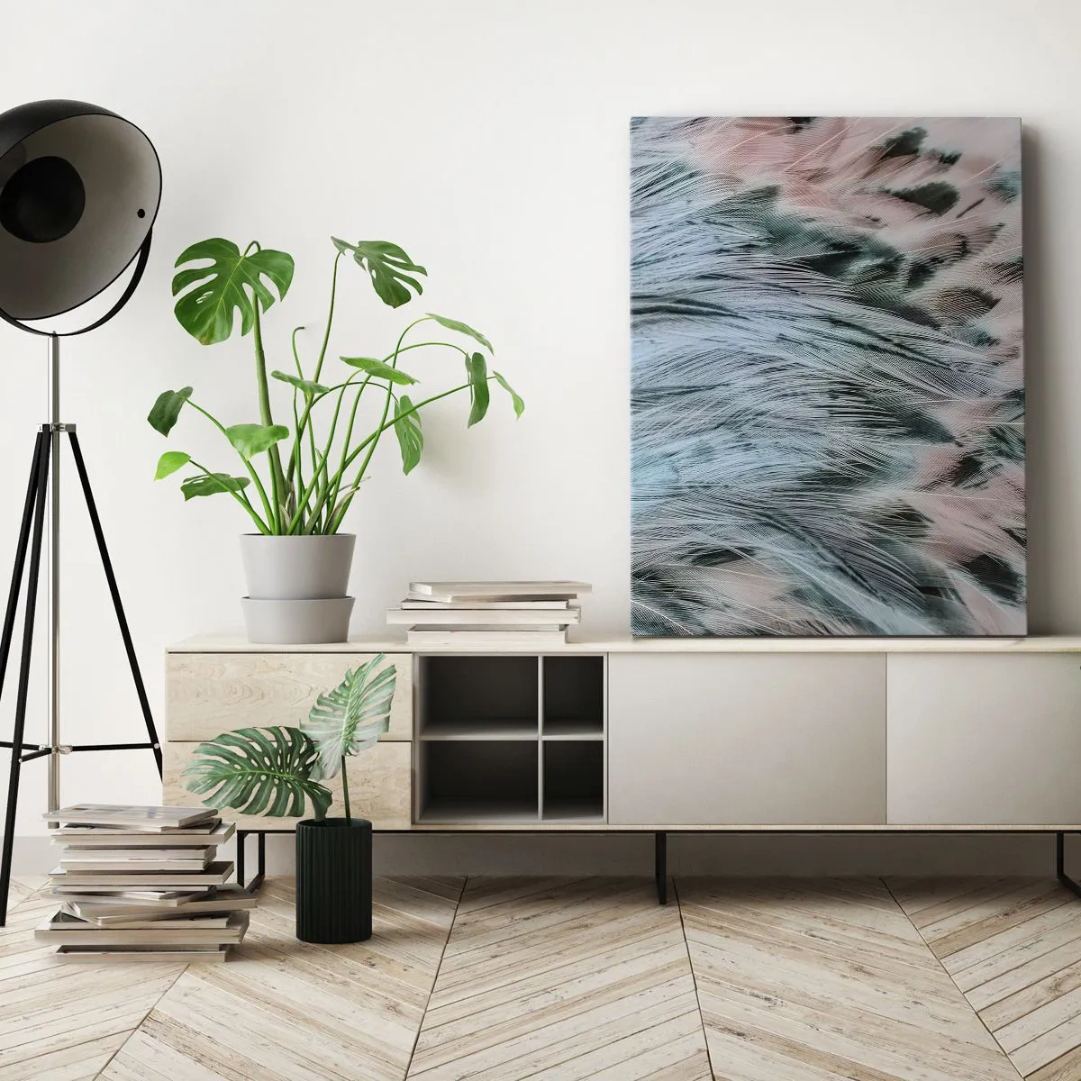 Tablou pe pânză - Puful roz și safir - 45x80 cm