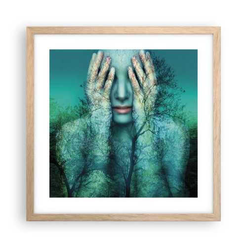 Poster în ramă de stejar deschis - Scufundată în albastru - 40x40 cm