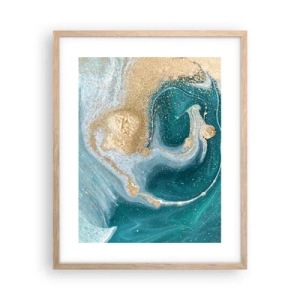 Poster în ramă de stejar deschis - Vârtej de aur și turcoaz - 40x50 cm