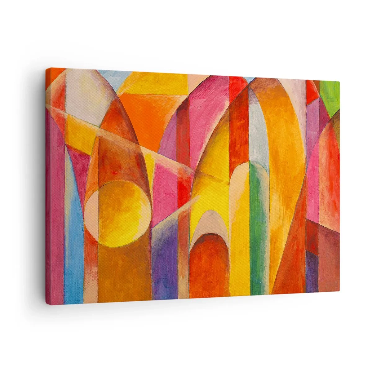 Tablou pe pânză Canvas - O compoziție abstractă plină de forme geometrice colorate. - 70x50cm - Catedrala Soarelui - Decorațiune modernă pentru perete pentru living și dormitor ARTTOR