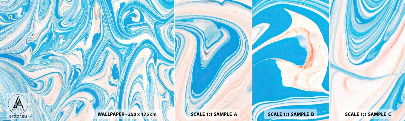 Mostră de Tapet Standard Eco - Splash în turcoaz - Abstracția, Bucată, Model modern - 100x30 cm