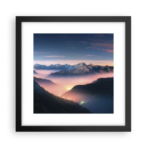 Poster în ramă neagră - Lumină în văi - 30x30 cm