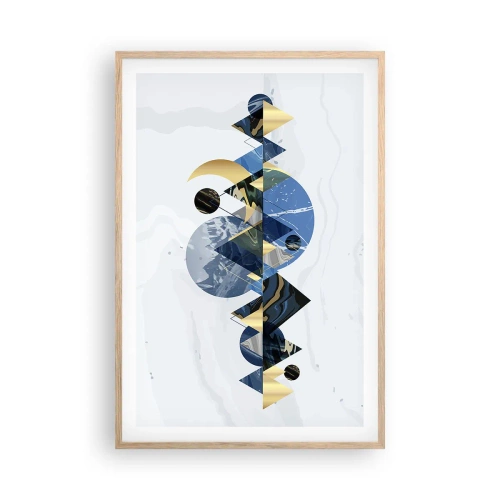 Poster în ramă de stejar deschis - Peisaj geometric - 61x91 cm