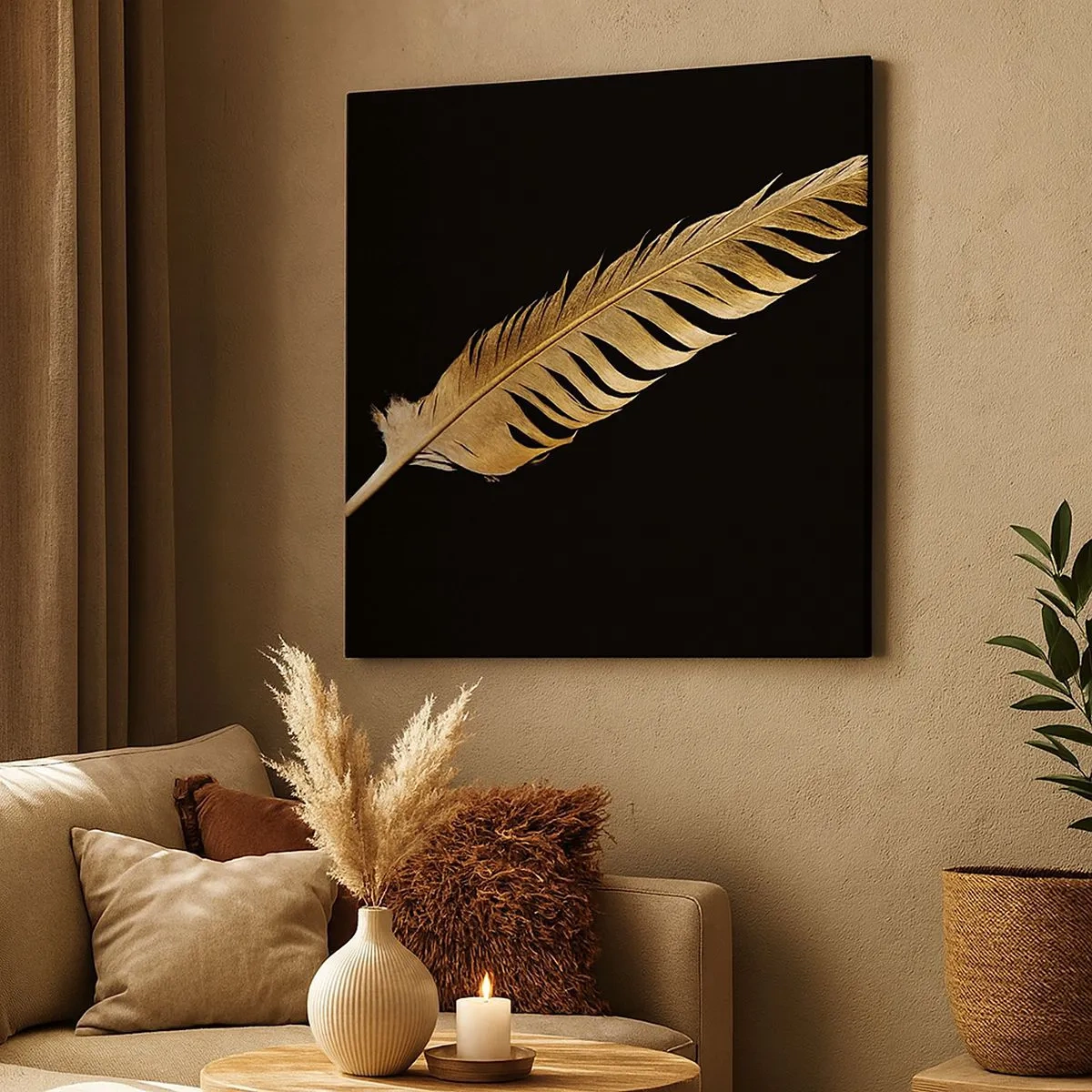 Tablou pe pânză - Pană aurie perfectă - 30x30 cm