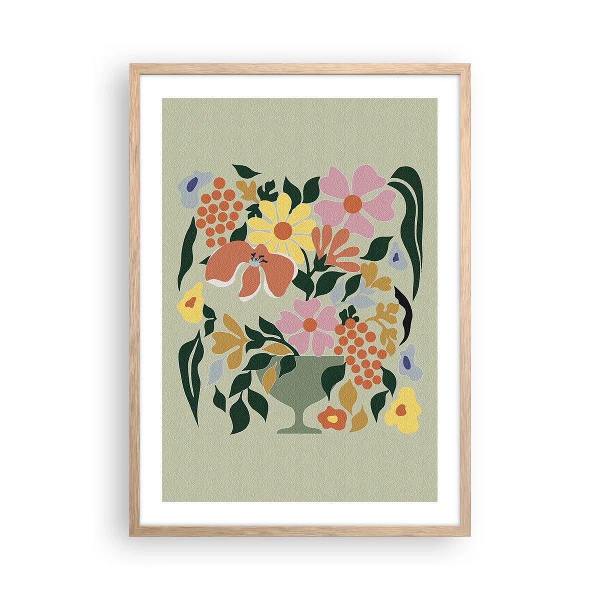 Poster în ramă de stejar deschis - Buchet plin de viață - 50x70 cm