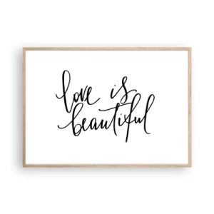 Poster în ramă de stejar deschis - Citiți și repetați - 100x70 cm