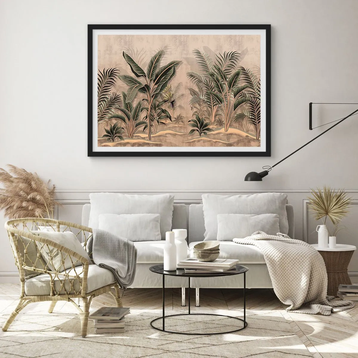 Poster în ramă neagră - Gravură în stil colonial - 70x50 cm