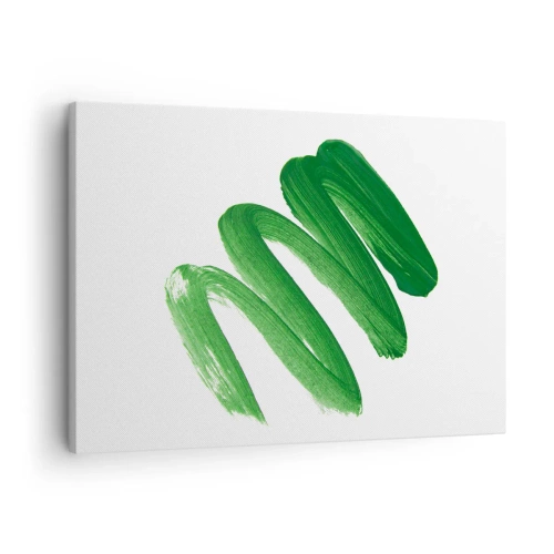 Tablou pe pânză Canvas - tușă de pensulă abstractă verde pe fundal alb - 70x50cm - Glumă verde - Decorațiune modernă pentru perete pentru living și dormitor ARTTOR