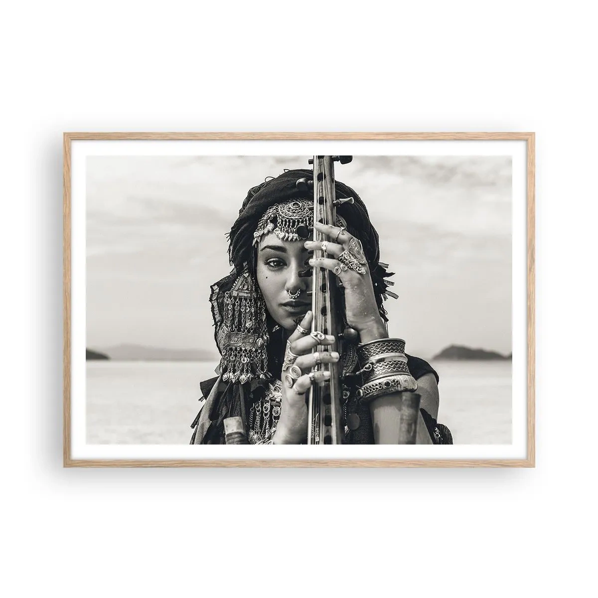 Poster în ramă de stejar deschis - Muzica orientală în sine - 100x70 cm