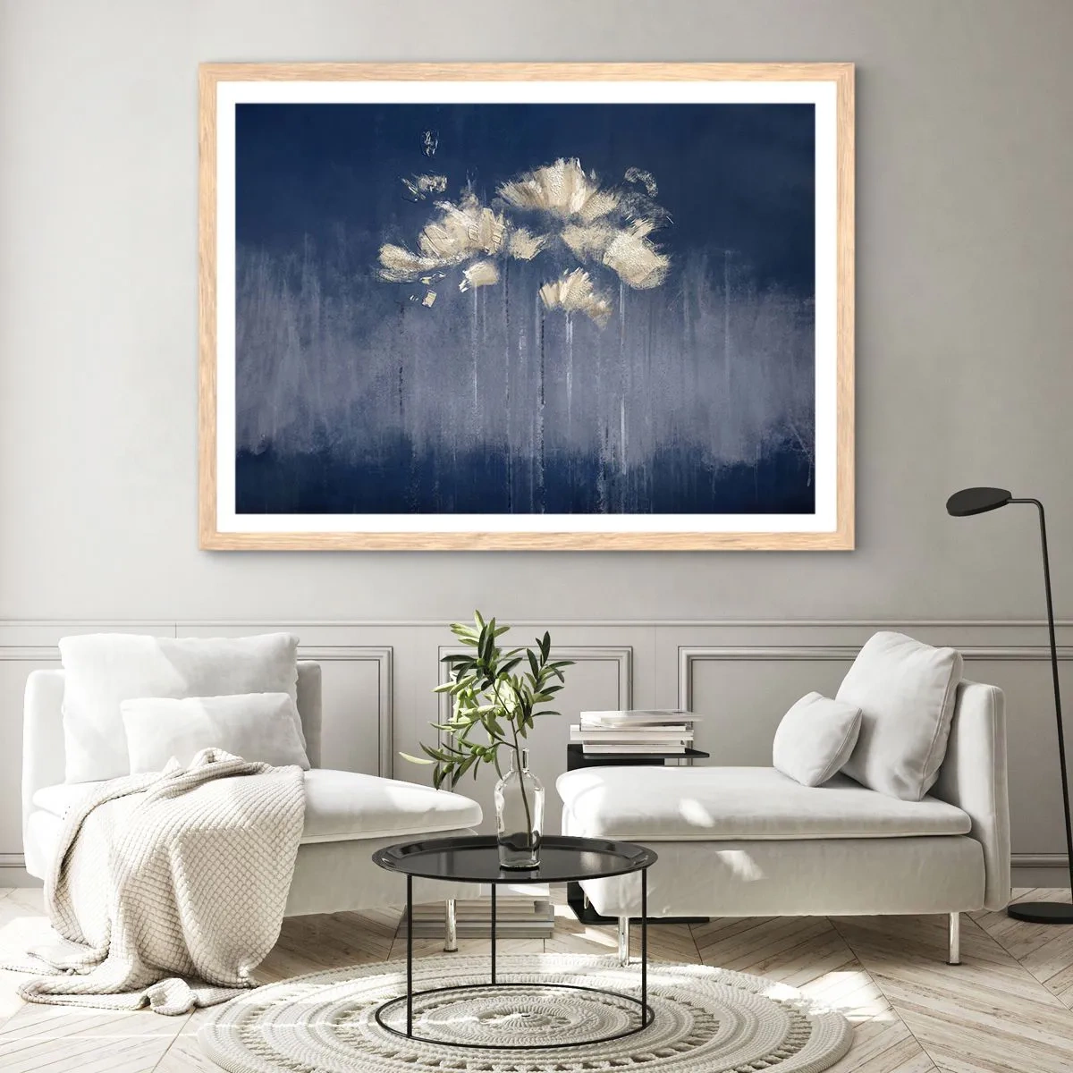 Poster în ramă de stejar deschis - Ca petalele în vânt - 70x50 cm
