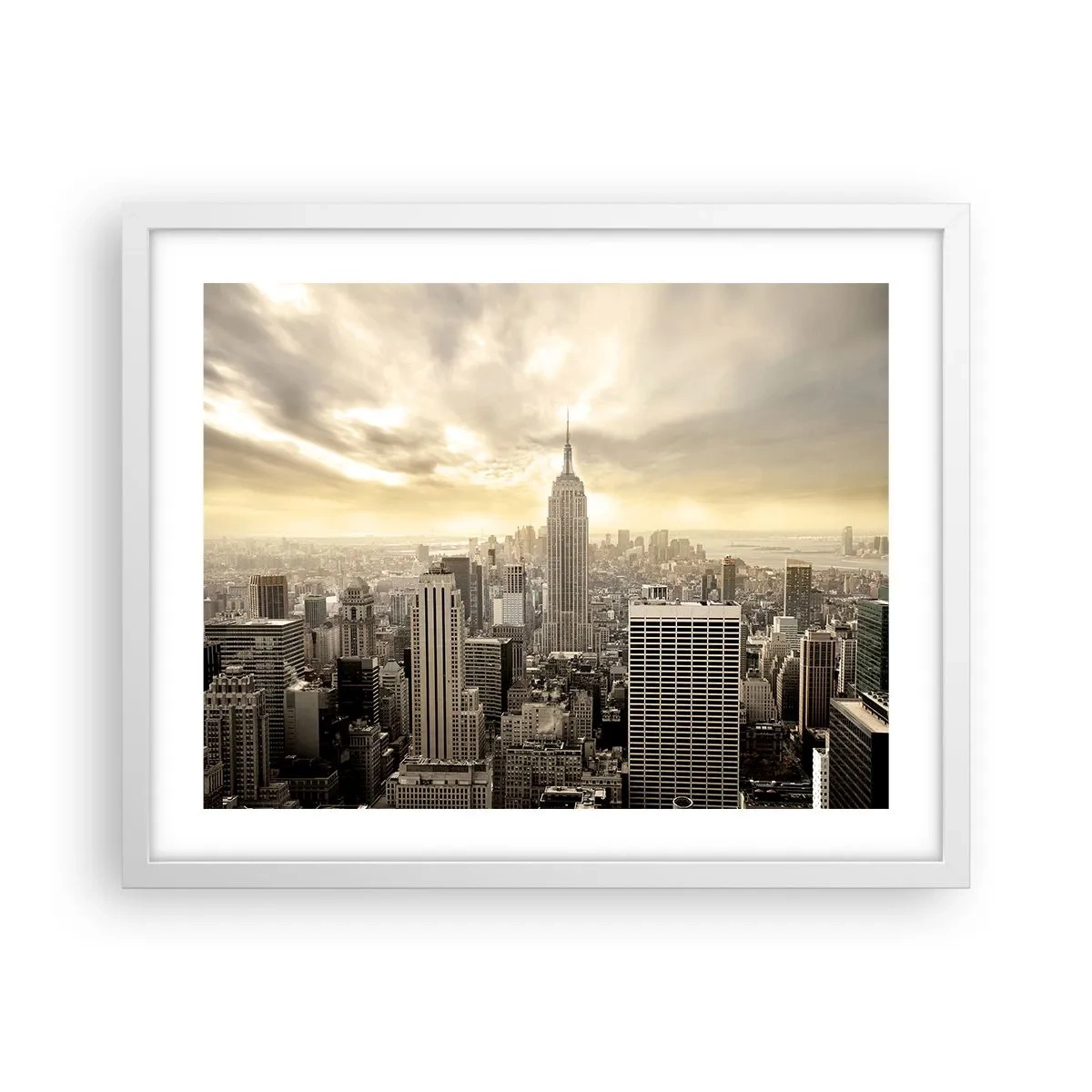 Poster în ramă albă - New York țesut din gri - 50x40 cm