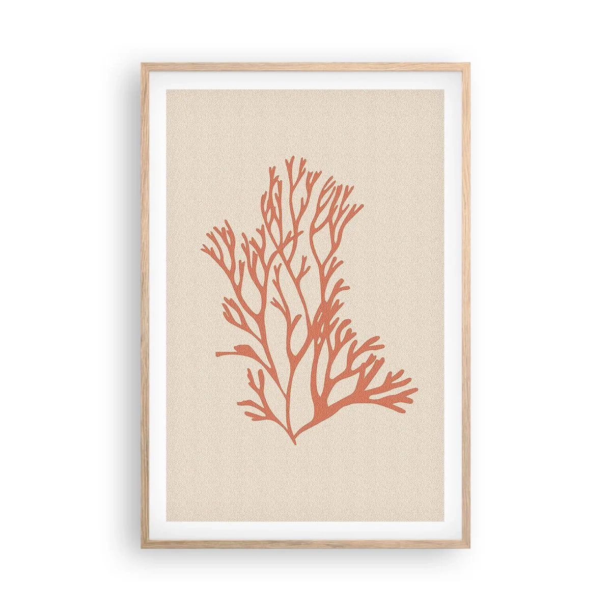 Poster în ramă de stejar deschis - Coral filigranat - 61x91 cm
