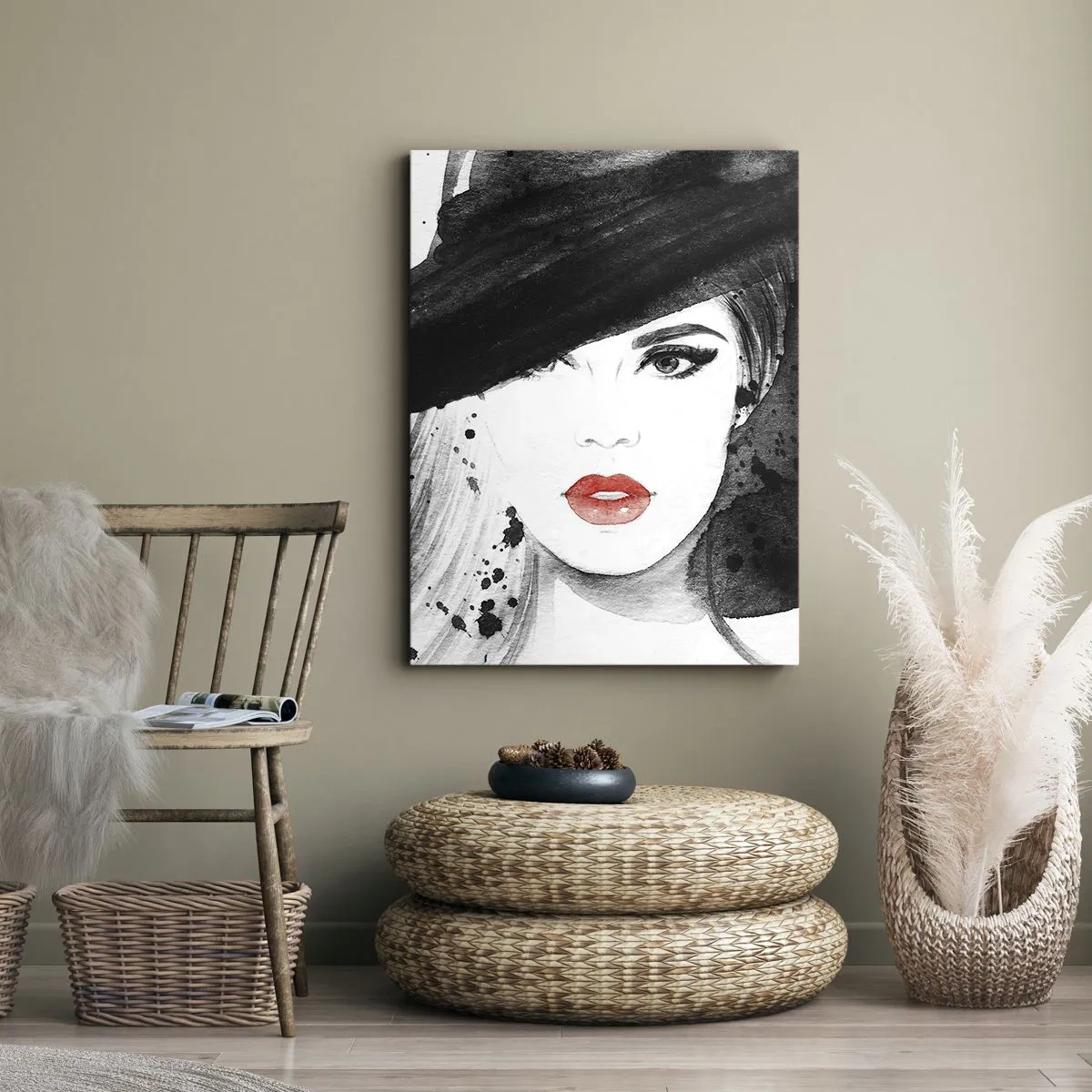 Tablou pe pânză - Doamna în negru - 50x70 cm