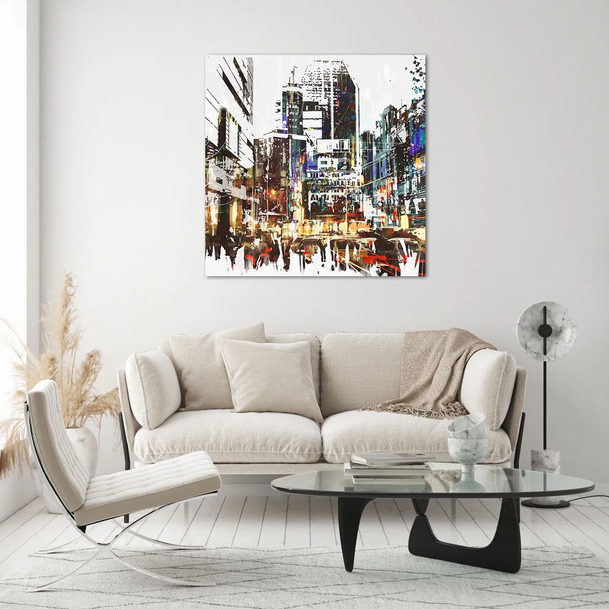 Tablou pe sticlă - Orașul pâlpâind - 60x60 cm