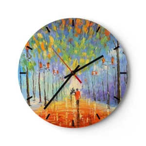Ceas de perete - Ceas pe sticlă - Cântecul de noapte al ploii - 40x40 cm