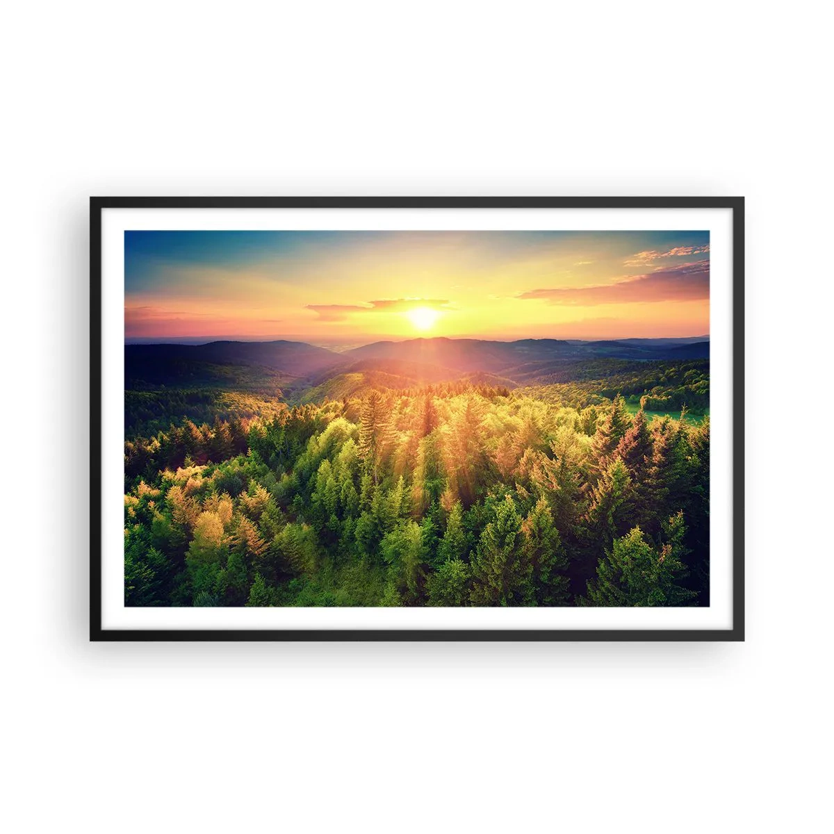 Poster în ramă neagră - Vârfuri și culmi - 91x61 cm