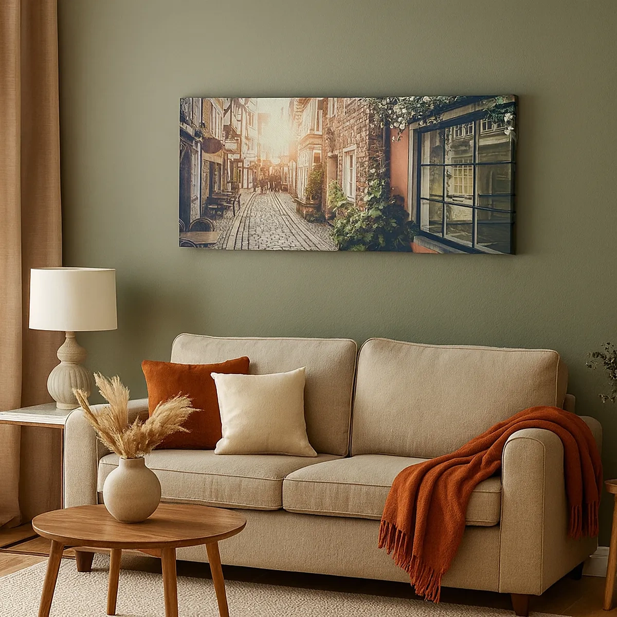 Tablou pe pânză - Străduță în splendoare roz - 30x30 cm