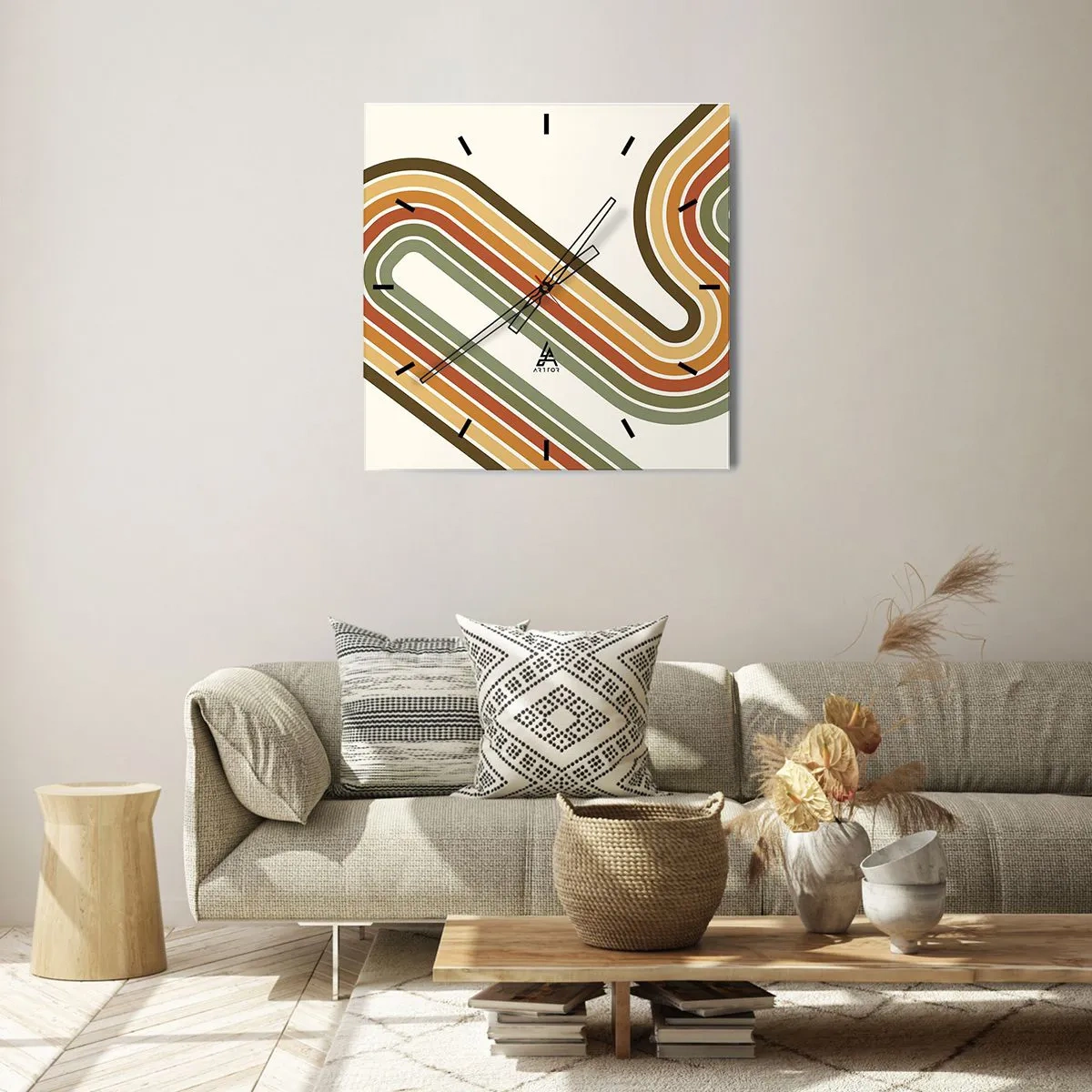 Ceas de perete - Ceas pe sticlă - Cu zigzag până la destinație - 30x30 cm