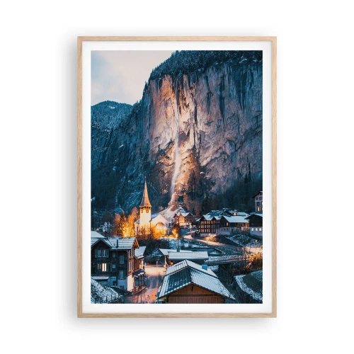 Poster în ramă de stejar deschis - Spiritul luminos al iernii - 70x100 cm