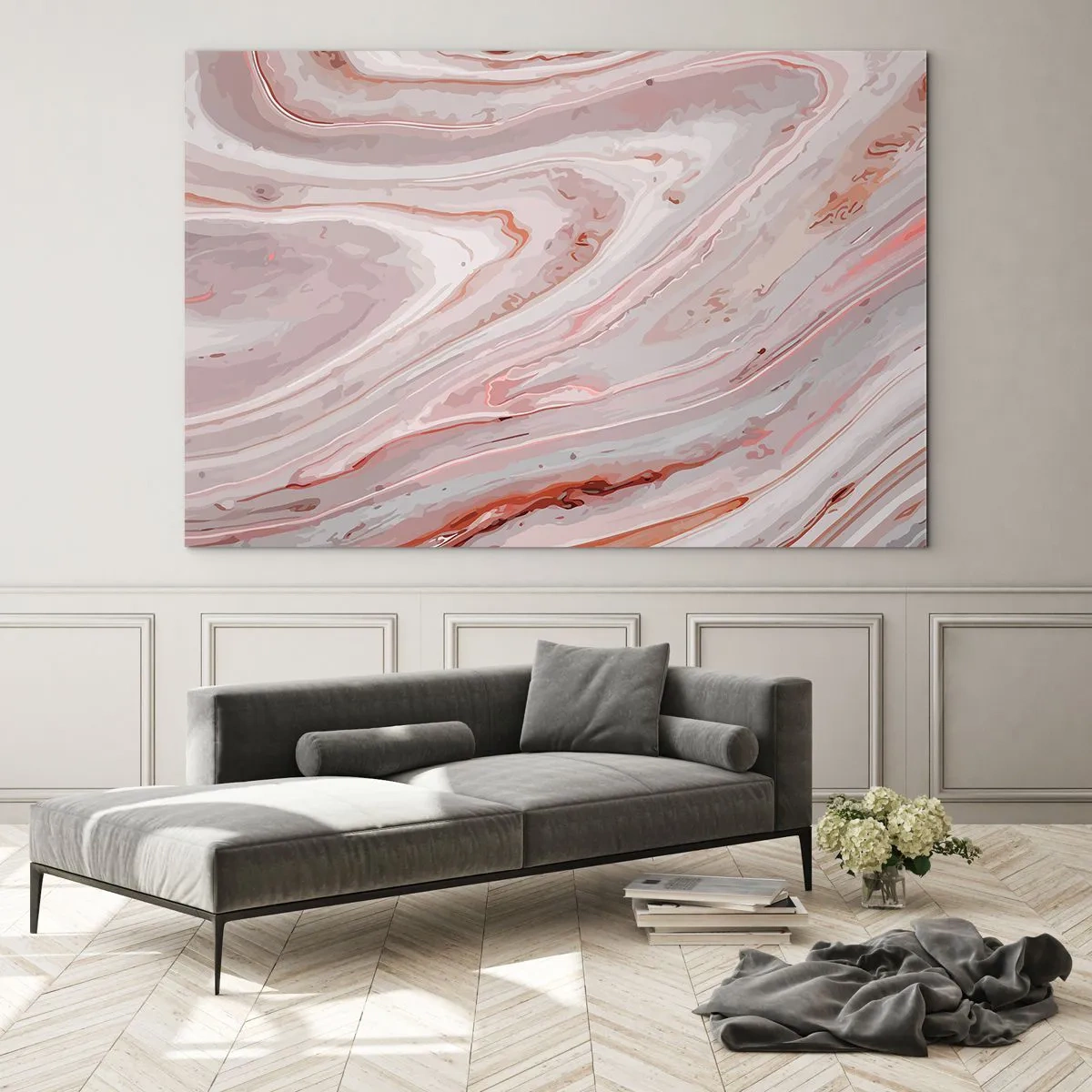 Tablou pe sticlă - Roz lichid - 120x80 cm
