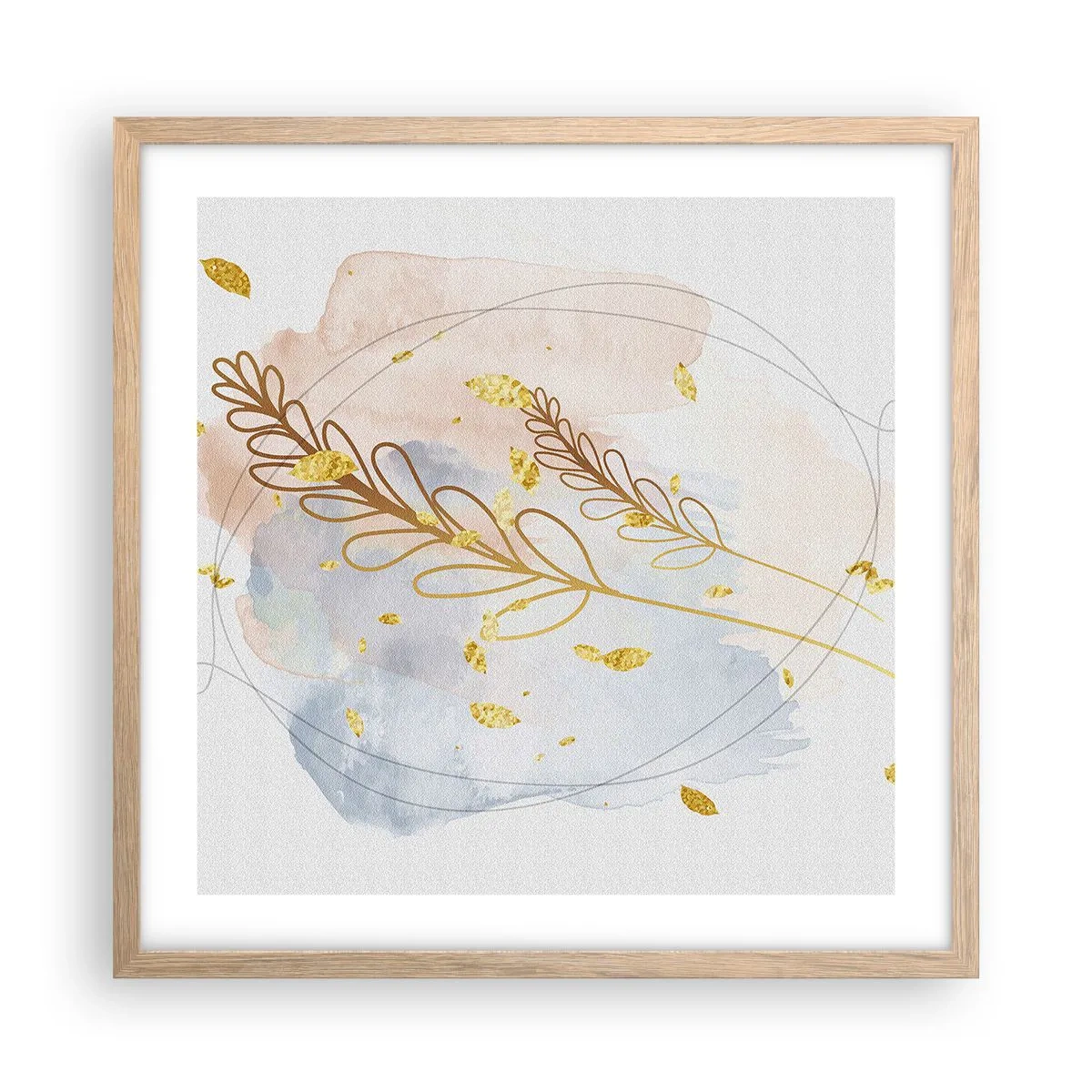 Poster în ramă de stejar deschis - Suflul de aur - 50x50 cm