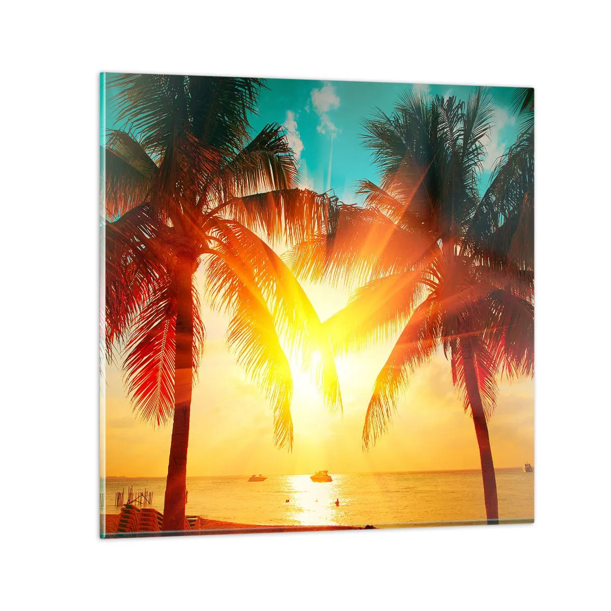 Tablou pe sticlă - Cuplu exotic - 60x60 cm